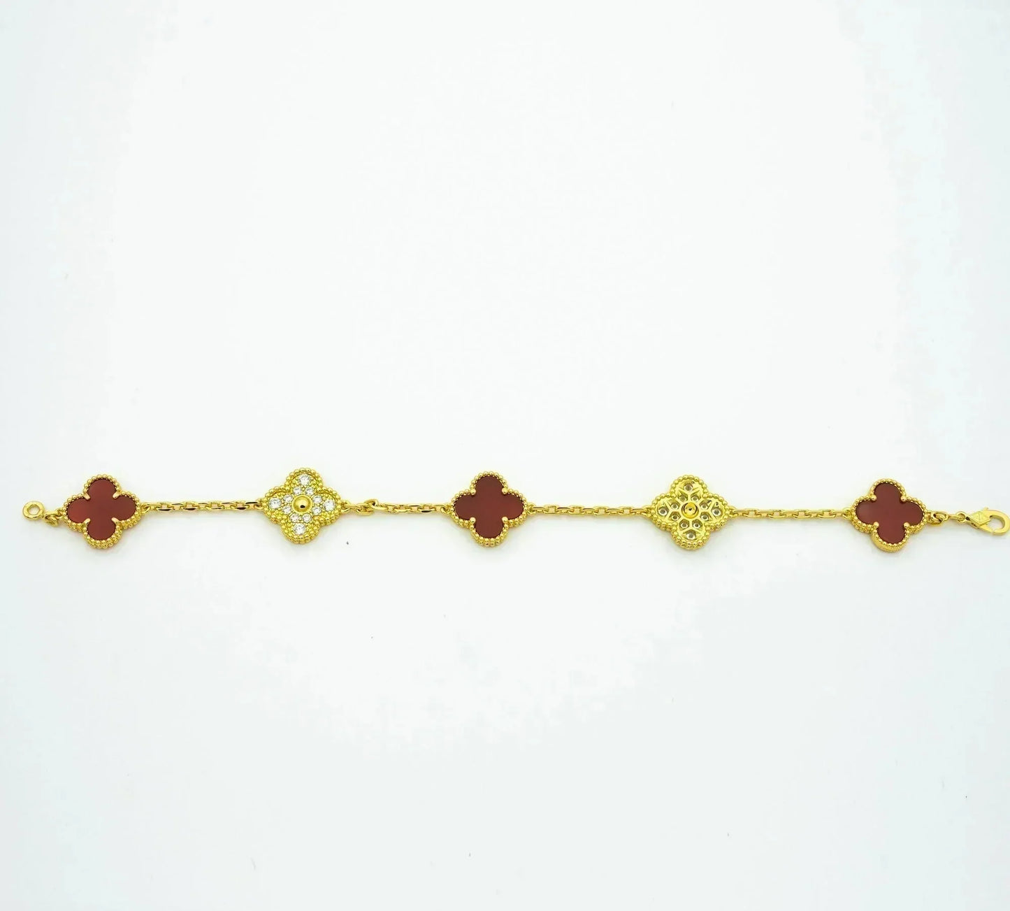 [Bloom]CLOVER 5 MOTIFS CARNELIAN DIAMOND BRACELET