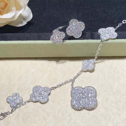 [Bloom]CLOVER 6 MOTIFS SILVER DIAMOND BRACELET