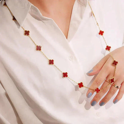 [Bloom]CLOVER 20 MOTIFS CARNELIAN NECKLACE