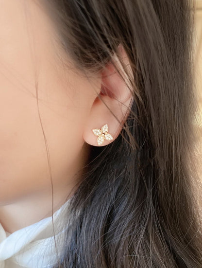 [Bloom]STAR BLOSSOM STUD EARRINGS PINK GOLD DIAMONDS