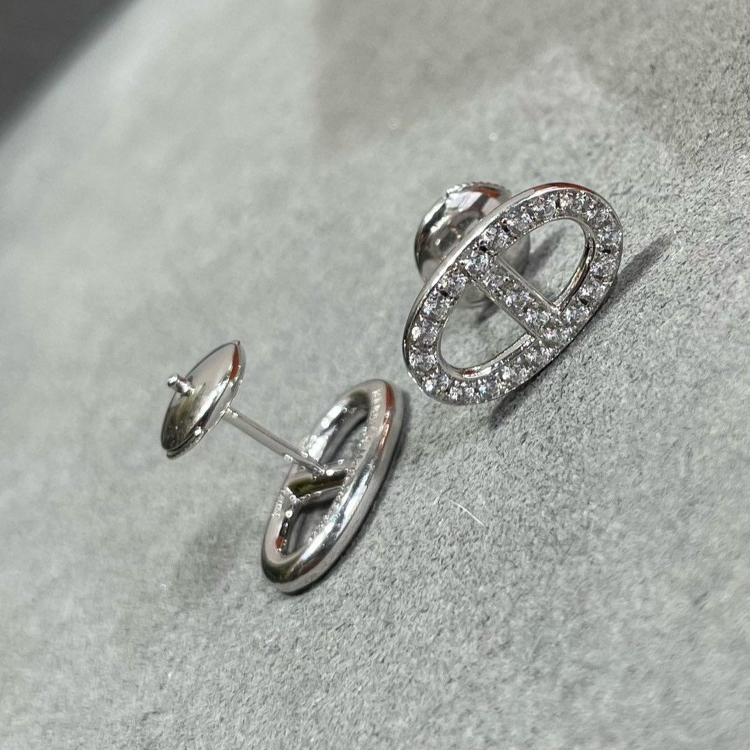 [Bloom]HM FULL DIAMOND PIG NOSE STUD EARRINGS