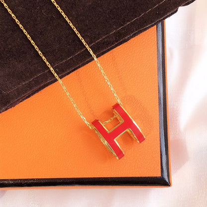 [Bloom]HM CLIC RED ENAMEL GOLD NECKLACE