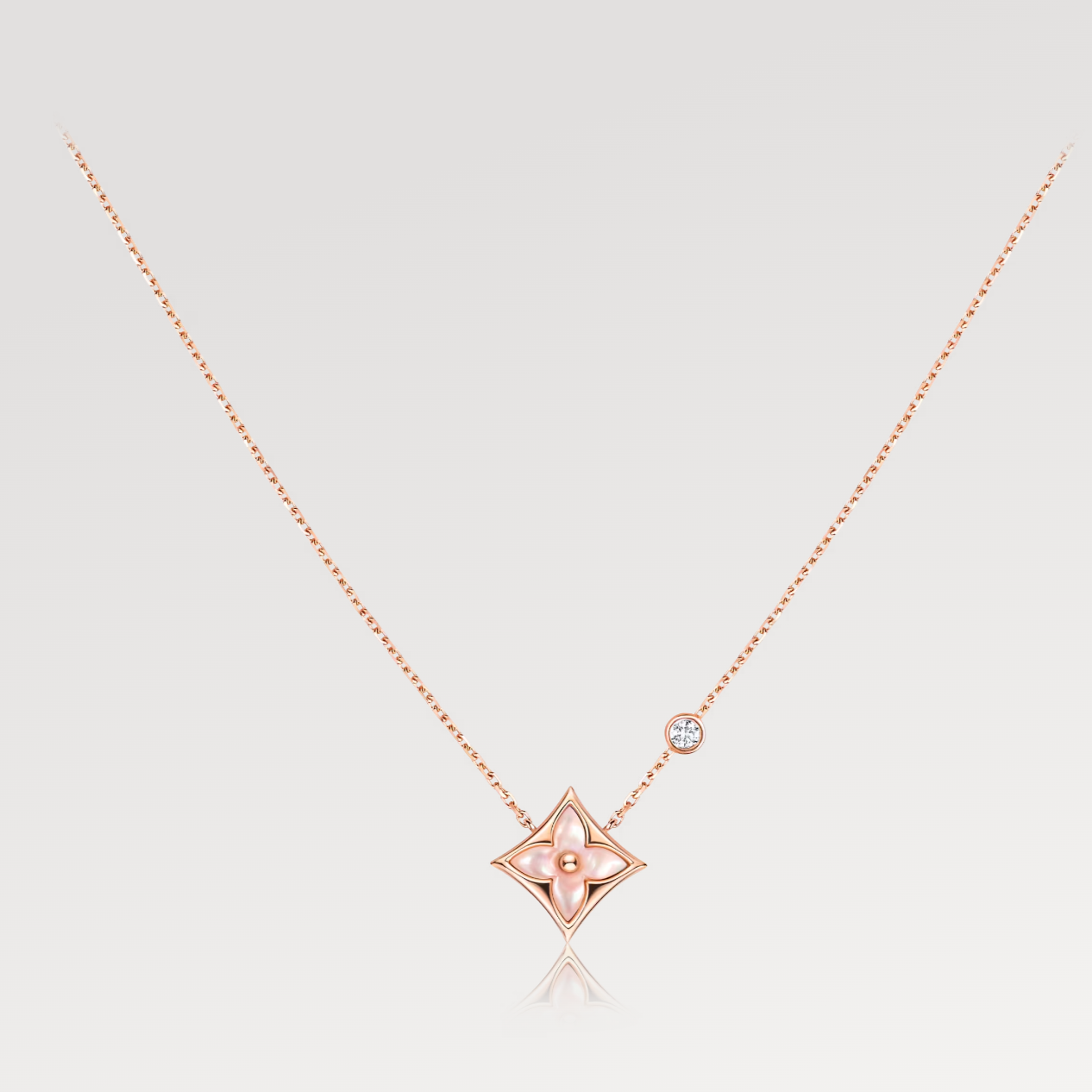 [Bloom]STAR PINK MOP 1 DIAMOND PINK GOLD NECKLACE