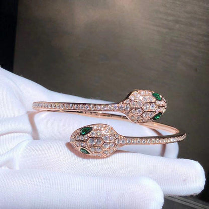 [Bloom]SERPENTI BRACELET PINK GOLD MALACHITE DIAMOND DOUBLE SNAKE