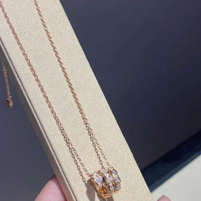 [Bloom]SERPENTI PINK GOLD NECKLACE DOUBLE RING DIAMOND