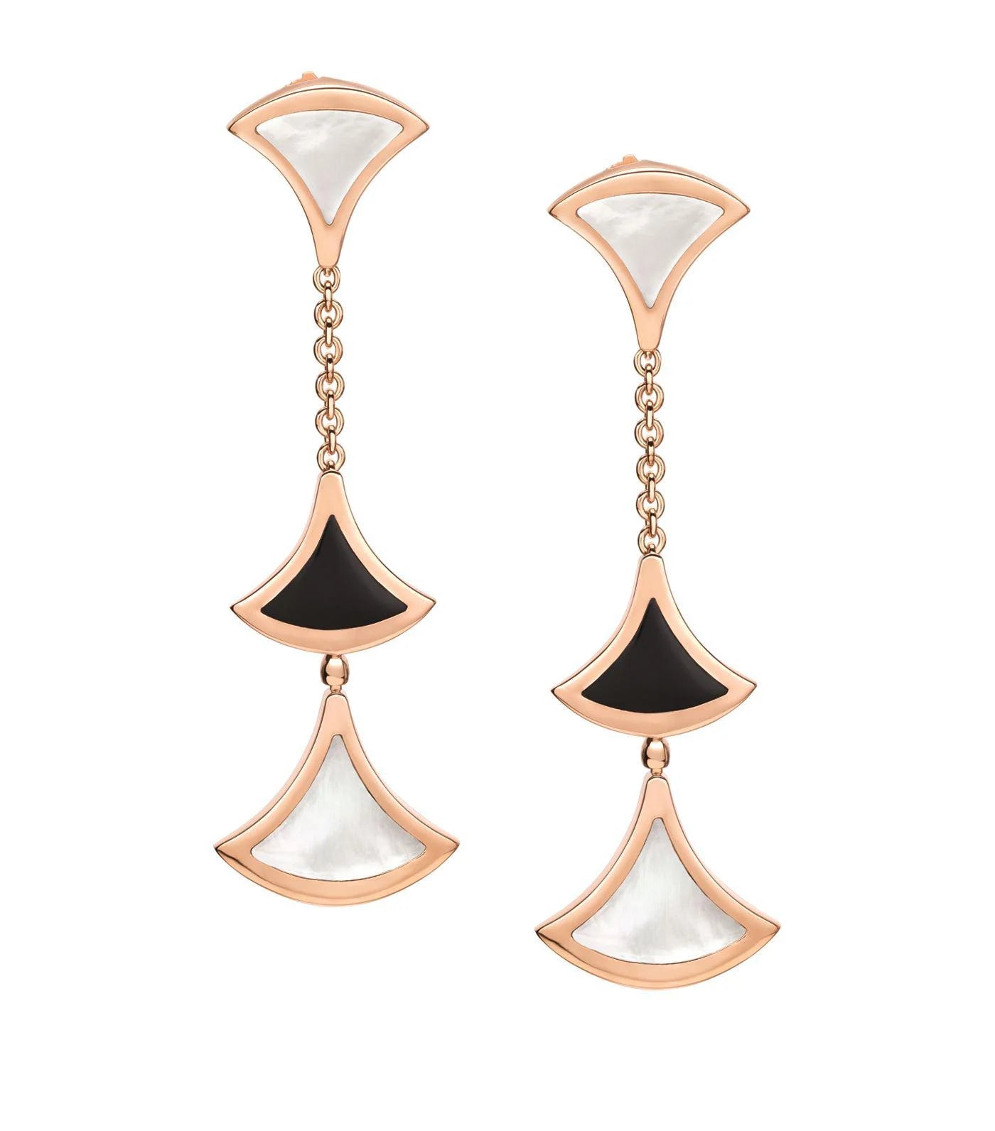 [Bloom]DREAM EARRINGS 3 MOTIFS ONYX MOP PINK GOLD