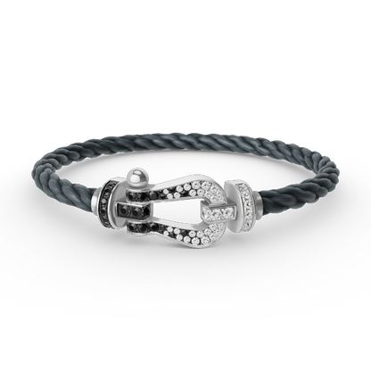 [Bloom]FORCE LARGE HORSESHOE BLACK WHITE DIAMOND BRACELET SILVER