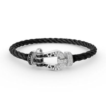 [Bloom]FORCE LARGE HORSESHOE BLACK WHITE DIAMOND BRACELET SILVER