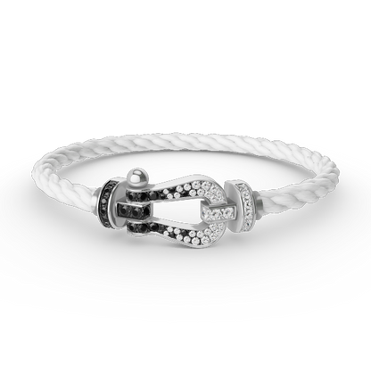 [Bloom]FORCE LARGE HORSESHOE BLACK WHITE DIAMOND BRACELET SILVER