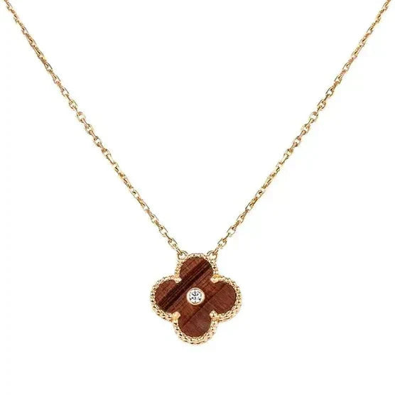 [Bloom]CLOVER 15MM DIAMOND AND YELLOW TIGER'S EYE AGATE necklace