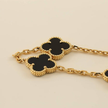 [Bloom]CLOVER  5 MOTIFS BLACK ONYX BRACELET