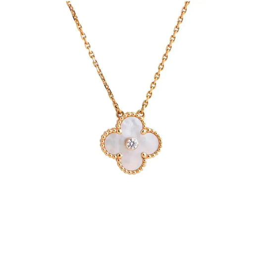 [Bloom]CLOVER 15MM DIAMOND WHITE FRITILLARIA NECKLACE