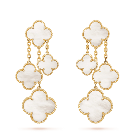 [Bloom]CLOVER EARRINGS WHITE MOP 4 MOTIFS GOLD