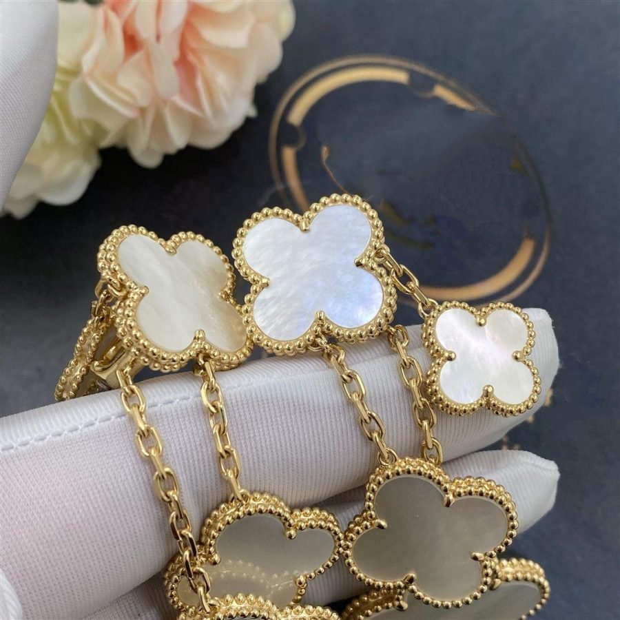 [Bloom]CLOVER EARRINGS WHITE MOP 4 MOTIFS GOLD