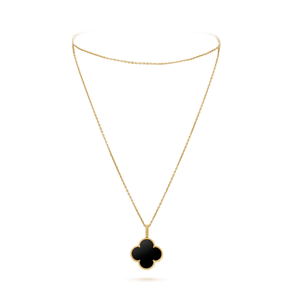 [Bloom]CLOVER 25MM GOLD ONYX BIG CLOVER NECKLACE