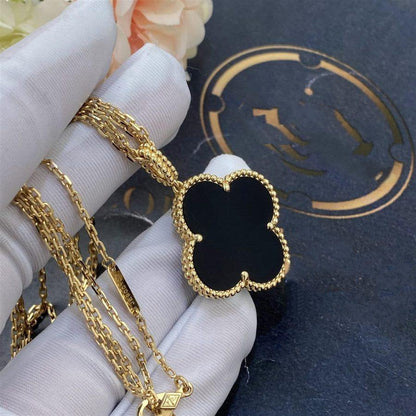 [Bloom]CLOVER 25MM GOLD ONYX BIG CLOVER NECKLACE