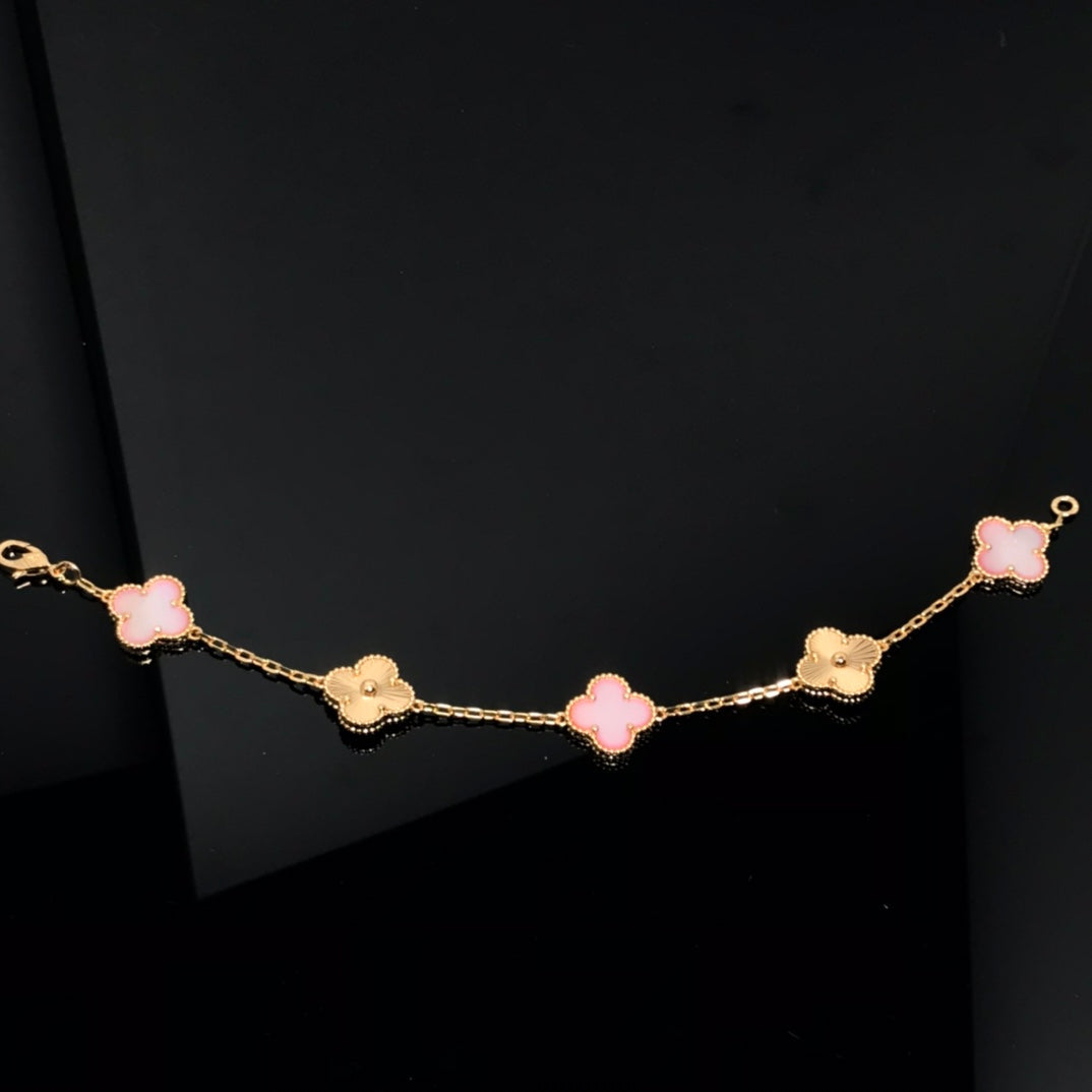 [Bloom]CLOVER BRACELET 5 MOTIF PINK AND PINK GOLD