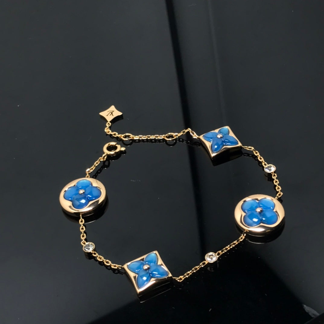 [Bloom]STAR AND SUN 4 MOTIF BLUE BRACELET