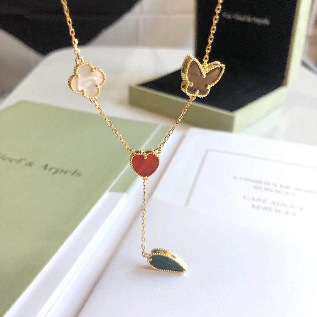 [Bloom]LUCKY SPRING 4 MOTIFS ROSE GOLD NECKLACE