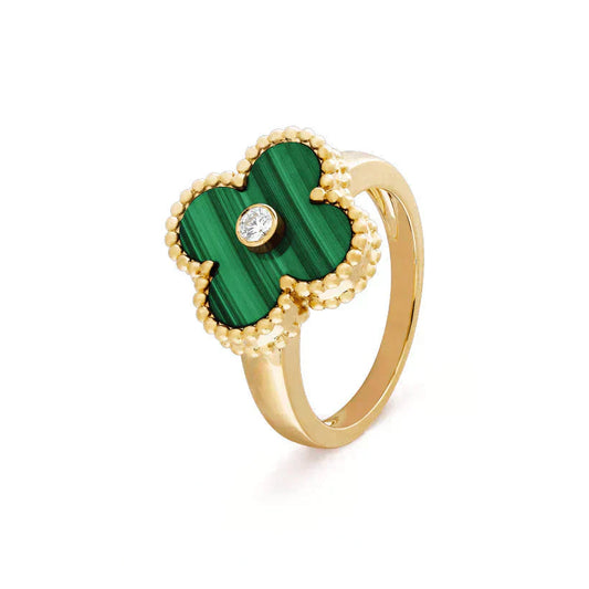 [Bloom]CLOVER MALACHITE RING GOLD DIAMOND